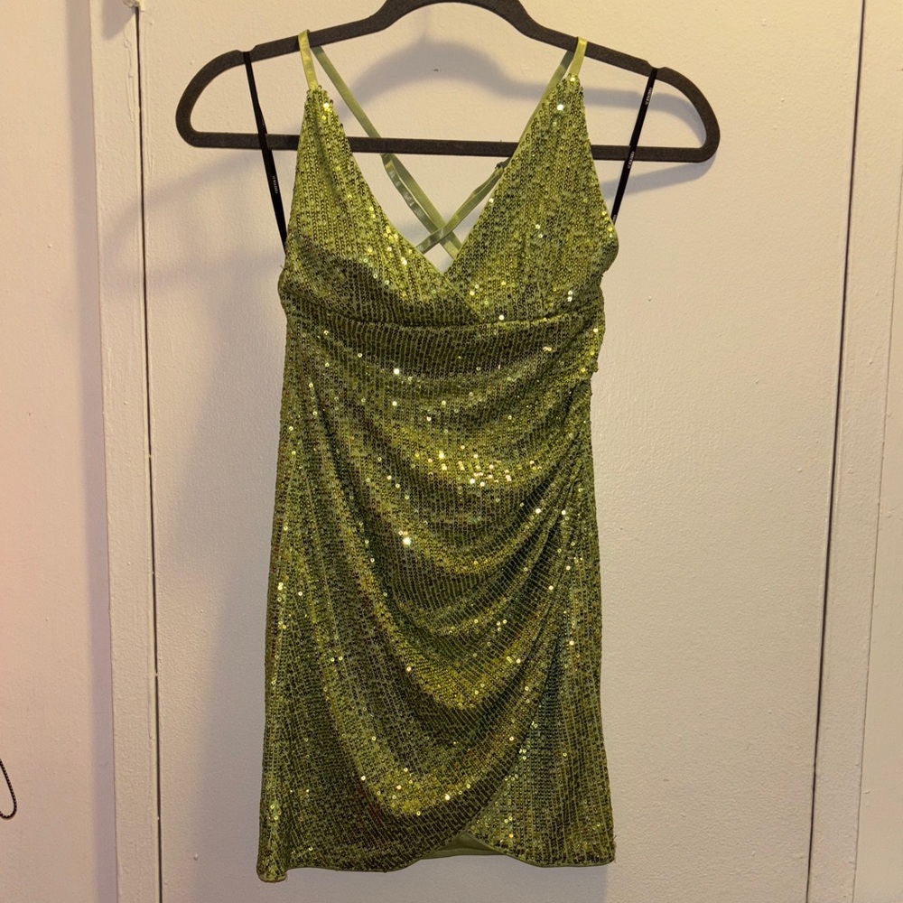 Forever 21 Sequins Green Mini Dress
